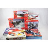 Collection of 7 boxed plastic model kit aeroplanes, to include 4 airfix Foland Gnat, Hawk t Mk1,