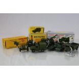 Eight vintage military diecast model vehicles & artillery to include boxed Britains artillery gun,