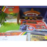 Group of Shop Retail Toy Display Stands, Signs and Stickers including Corgi, Bachmann, Britain's