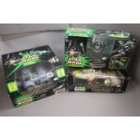 Three boxed Hasbro Star Wars The Power of the Jedi/Force vehicles to include Tie Interceptor, Tie