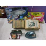 Boxed Bandai Star Trek Next Generation Starship Enterprise, boxed electric organ, childs tin plate