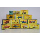 12 boxed Lesney Matchbox Diecast vehicles to include numbers; 28, 49, 64, 62, 7, 22, 15, 10, 40, 45,