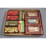 Nine model buses to include 3 x boxed Matchbox Models of Yesteryear, Dinky, Diecast models etc