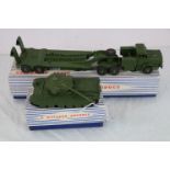 Two boxed Dinky Supertoys military vehicles to include 660 Tank Transporter and 651 Centurion Tank