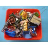 Collection of vintage play worn Britains lead farm animals and accessories