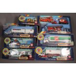 Seven boxed Matchbox Super Kings commercial vehicles to include K124 7 Up, K126 DAF Helicoptor