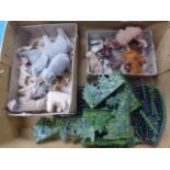 Good collection of vintage Britains metal zoo animals and accessories to include tigers,