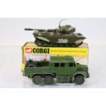 Boxed Corgi 901 Centurion Tank vg with inner packaging, box gd with storage wear plus a Dinky 689