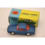 Boxed Corgi 222 Renault Floride in metallic blue with red interior, diecast excellent, box vg