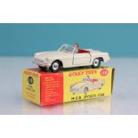 Boxed Dinky 113 MGB Sports Car in white with driver and red interior, diecast excellent, box vg