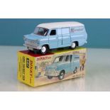 Boxed Dinky 407 Ford Transit Van with Kenwood decals, diecast excellent, box vg, one decal loose