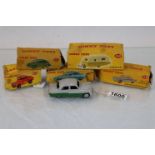 Five boxed Dinky diecast models to include 255 Mersey Tunnel Police, 190 Caravan in yellow &