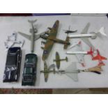 Collection of Corgi Aviation Archive diecast model planes plus 2 x ERTL model cars to include Ford