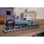 The Great Northern Hielan Lassie 3.5" scale model locomotive and tender, made from sheet brass and