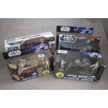 Star Wars - Six boxed Hasbro Star Wars The Clone Wars Battle Packs and vehicles to include Assault
