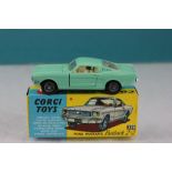 Boxed Corgi 320 Ford Mustang Fastback 2+2 in pale green with cream interior, diecast excellent,