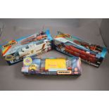 Three boxed Matchbox Super Kings diecast vehicles to include k159 Racing Car Transporter Porsche,