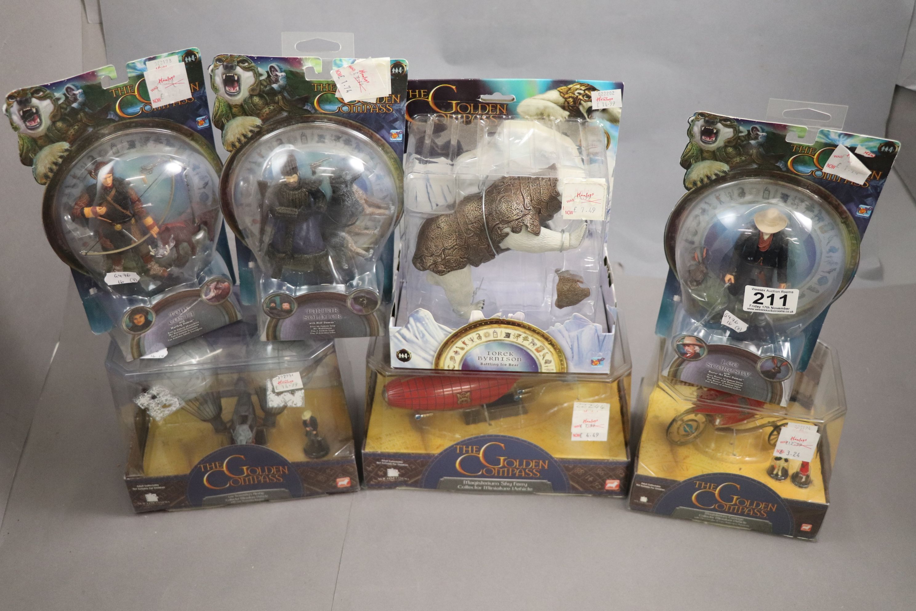 Seven boxed & carded The Golden Compass figures and vehicles to include Corgi x 3 and Pop Co x 4 all