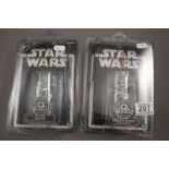 Star Wars Autograph - Two carded and signed Hasbro Star Wars Silver Anniversary figure to include