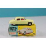 Boxed Corgi 208S Jaguar 2.4 Litre Saloon in pale yellow with red interior, diecast vg, box gd/vg