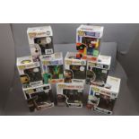 Nine boxed Funko Pop! Figures to include 3 x large versions featuring 135 Marvel Giant-Man, 91