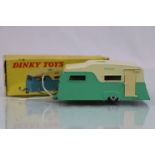 Boxed Dinky 188 Four Birth Caravan in mint green & cream, diecast vg, box fair to good