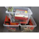 Collection of OO gauge model railway accessories to include rolling stock, power car, track, boxed