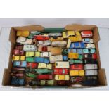 Over 55 vingtage play worn diecast model vehicles to include Corgi, Dinky and Spot On examples