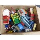 Collection of vintage model vehicle mainly diecast examples featuring Dinky, Schuco 3000 in red,