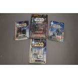 Star Wars Autograph - Four carded Hasbro Star Wars figures signed by the actors to include J'