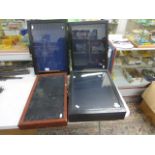 Four glazed diecast model or model rail display cases