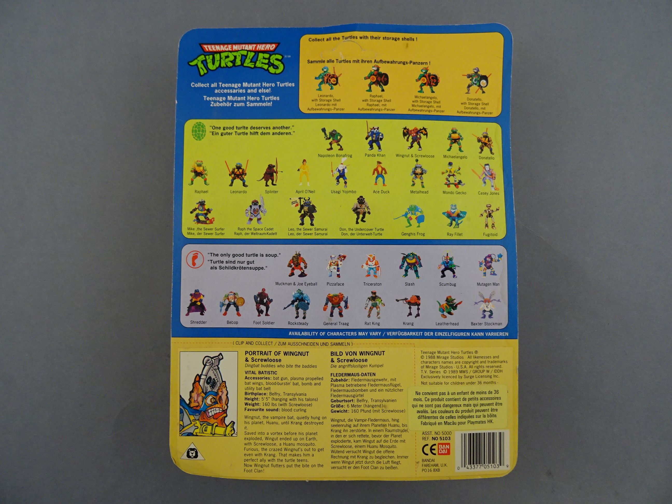 Original carded Playmates Bandai Teenage Mutant Hero Turtles Wingnut & Screwloose figure, unpunched, - Image 3 of 3