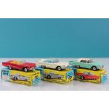 Three boxed Corgi Thunderbirds to include 214S Ford Thunderbird in turquoise body and white roof and