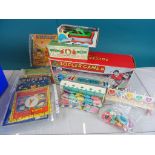 Mixed toys to include boxed plastic battery powered Motor Boat, plastic farm animals, Rupert
