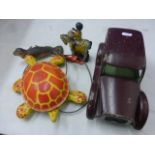 Mobo Tortoise ' I lead you follow ' Tin Plate Toy, British Clockwork Tin Plate Drumming Soldier on