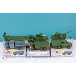 Five boxed Dinky Supertoys military vehicles to include 661 Recovery Tractor, 622 10-Ton Army Truck,