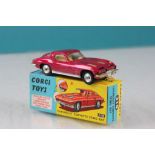 Boxed Corgi 310 Chevrolet Corvette Sting Ray in metallic cerise and yellow interior, diecast vg, box