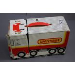 1970s Matchbox carry case with 27 Matchbox diecast vehicles