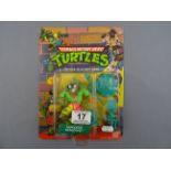 Original carded Playmates Bandai Teenage Mutant Hero Turtles Napoleon Bonafrog figure 40 back,