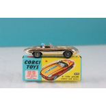 Boxed Corgi 312 E Type Jaguar Competition Model in metallic gold with race number 2, diecast vg with