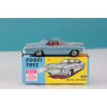 Boxed Corgi 245 Buick Riviera in metallic blue, red interior, diecast excellent, box vg/ex