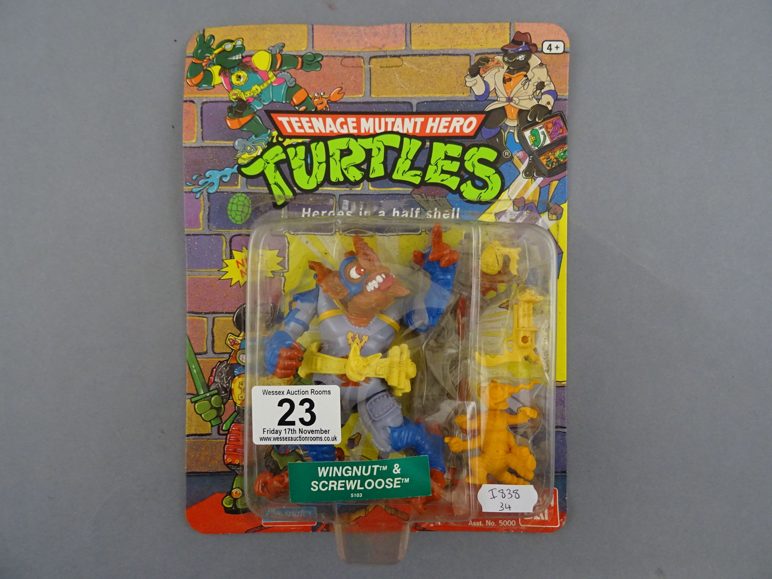 Original carded Playmates Bandai Teenage Mutant Hero Turtles Wingnut & Screwloose figure, unpunched,