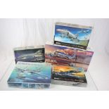 Collection of 5 boxed plastic model kit aeroplanes, to include 3 Fujiki and 2 Academy, British
