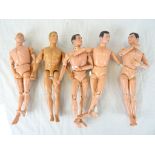 Collection of 5 vintage Action Man figures, four with painted heads from 1960's