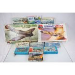 Collection of 12 boxed plastic model kit aeroplanes, Airfix and other various makes, to include