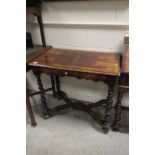 18th century Style Walnut Side Table on Barley Twist Legs and Shaped X Cross-Stretcher