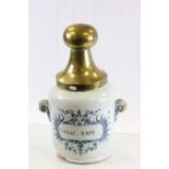 18/19th Century Delft Tobacco jar with Brass lid