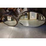 1930's Bevelled Edge Oval Mirror and Mahogany Framed Oval Mirror