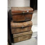 Three Vintage Tin Trunks