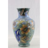 Large clews & co tunstall chameleon ware hand painted vase for restoration. 37cm high x approx